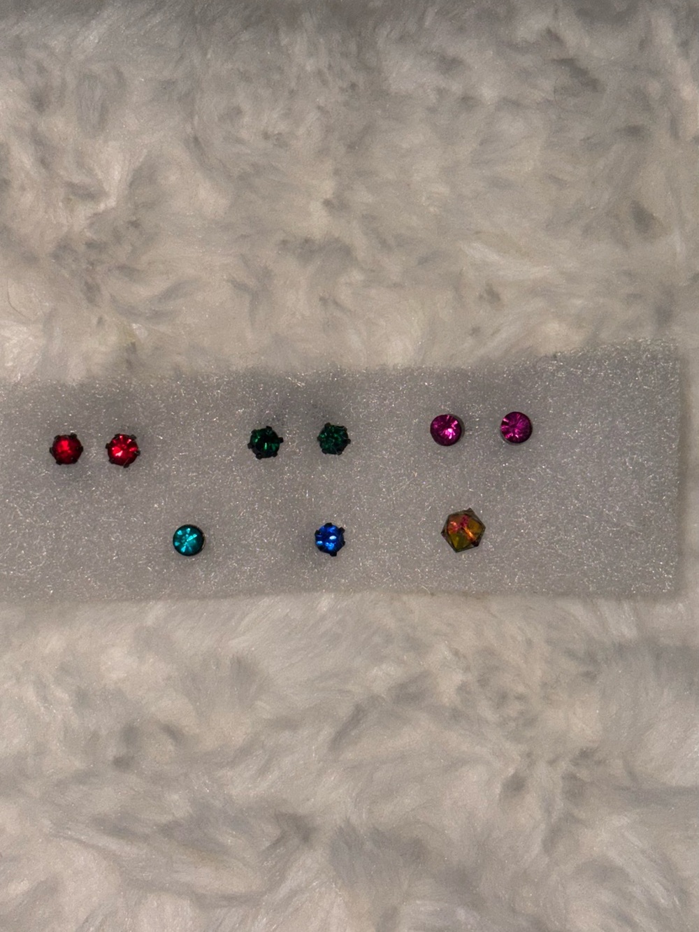 Colorful Crystal Stud Earring Set - Multicolor